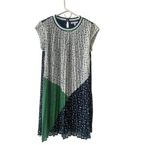 Pleated Colorblock Midi Dress DR2 by Daniel Rainn in Green/Navy/White Size: XS